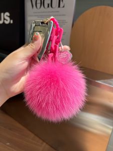 Creative ซิลิโคนขนสุนัขจิ้งจอกจริง งานเต้นรำ พวงกุญแจโซ่ อ่อนโยน จี้กระเป๋าหนังสือคู่ตกแต่งพวงกุญแจรถยนต์