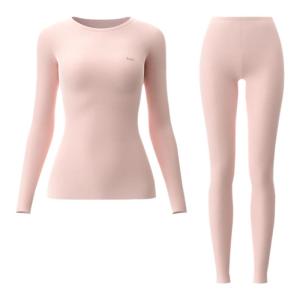 miiow | Antibacterial Warm Cotton Underwear Set For Women Pure Color Base Layer Shirt High Elasticity Single Layer Cotton Blend Fabric