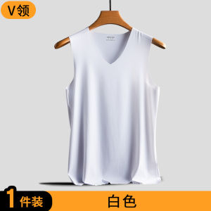 เสื้อกั๊กไหมน้ำแข็งแบบบางหลวมๆ สำหรับผู้ชาย ฤดูร้อน 2021 แห้งเร็ว ดูดซับเหงื่อ คอวี แขนกุด เสื้อชั้นในแบบลำลอง