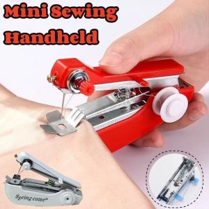 Portable Mini Manual Hand-held Sewing Machine Sewing Cloth Fabric Handy Needlework Tool