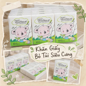 [COMBO 3 LỐC] Khăn giấy bỏ túi đa năng PREMIER VinaTissue 2 lớp - 100% bột giấy nguyên sinh không chất tẩy 12 gói/lốc – Chính hãng