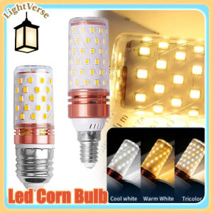 220V E27 E14 LED Corn Bulb Universal Screw Socket Super High Brightness Light Tricolor chandelier Household lights