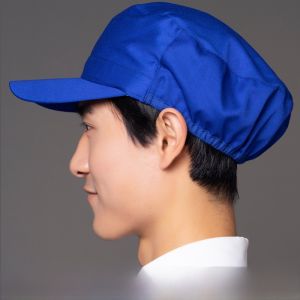 Breathable Kitchen Work Cap Men Women Style Flat Top Duckbill Hat Food Hall Chef Dustproof Protective Headwear Spring Summer