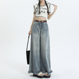 Quần Jeans Denim Ống Rộng Cạp Cao Kiểu Dáng Thẳng Lưng Cao Quần Ống Loe Ôm Dáng Mùa Xuân Thu Đông Thời Trang Nữ