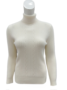 เสื้อสเวตเตอร์ถักคอสูงสำหรับผู้หญิง ฤดูใบไม้ร่วง/ฤดูหนาว 2025 ใหม่ ทรงเข้ารูป แขนยาว สีดำ หนา อบอุ่น แฟชั่น