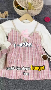 1 - 4 Tahun | Dress Xin Shine Korea Style / Dres Overall Kualitas Import Premium Bahan Flanel Gaun Casual Anak Perempuan Cewek 1 2 3 4 Thn Kiosbalitafawa