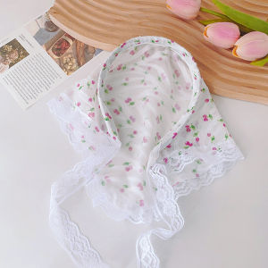 French Lace Triangle Headscarf Womens Hairband Integrated Countryside Style 2025 New Beach Photo Hairband Hairtying Headwear