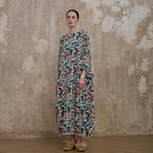 New Chinese Minimalist Y84 Slimming Robe Loose Long Sleeve Artistic Retro Dress Elegant Atmosphere Ultra-long Minimalist Long Dress