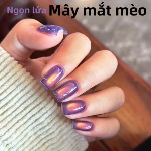 Gel Vẽ Móng Mắt Mèo WS Whitening Crystal 10ml Màu Tím Nền Ánh Sáng Cam Hiệu Ứng Lửa Mây Dành Cho Chuyên Nghiệp