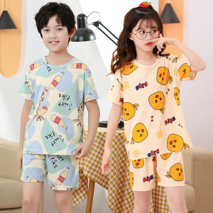 Bộ Đồ Ngủ Tay Ngắn Bằng Lụa Băng Mùa Hè Cho Trẻ Em Bộ Đồ Mặc Nhà Thoáng Khí Thấm Hút Ẩm Thoải Mái Cho Bé Trai Và Bé Gái