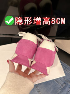 รองเท้าผ้าใบผู้หญิงสีชมพูหนังแท้สไตล์ย้อนยุคแบบลำลองสวมใส่สบายมีสายรัดรองเท้าบิดบังสไตล์เดนิมแบบสวมใส่สบายสำหรับฤดูใบไม้ผลิและฤดูร้อน