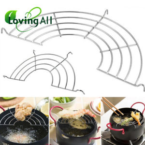 26/32cm Frying Oil Strainer Stainless Steel Strainer Steam Rack Oil Drain Rack Colander Filter Mesh