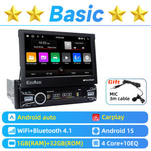 For VW Volkswagen Caddy 1996-2003 7" Telescopic Screen Android 1 Din Car Stereo CarPlay GPS Multimedia Radio Autoradio Head Unit