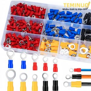 Các Loại Đầu Nối Vòng Cách Điện Đầu Nối Uốn Loại O 220/110 Chiếc M3-M8 22-10 AWG Đầu Nối Cáp Dây Điện - Đỏ Xanh Đen Vàng