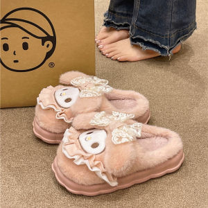 Cute Cotton Slippers Womens Autumn Winter Outdoor Wear 2025 New Anti-slip Indoor Home Plush Warm Headed Slippers
