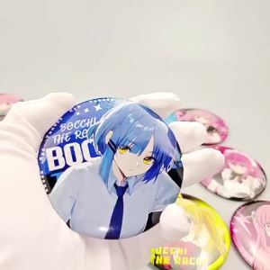 Bandai | Anime Badge Otaku Cosplay Accessories Lonely Rock PTE Double Flash Emblem Silver Onion Plain Laser 75mm 58mm Anime Badge For