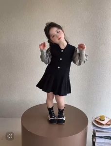 ชุดเดรส แฟชั่นเด็กผู้หญิง สไตล์เกาหลี สีพื้นคลาสสิค ใส่ได้หลายโอกาส น่ารักสุดๆ ไม่มีเอ้าท์