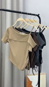 Áo Thun Dây Vai BigSize Rút Dây Bên Hông MiSoul Áo Thun Cổ Thuyền Vạt Chéo Rút Dây BigSize 207