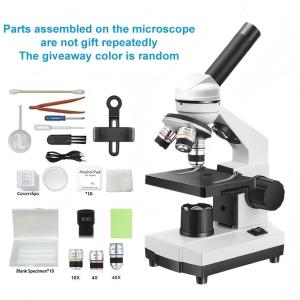 Compact Professional Optical Microscope with LED Light Dual Source Stainless Steel Monocular microscope Children microscope