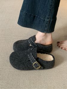 ZHENMO | Thick-soled Warm Furry Half Slippers Women Winter