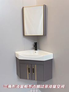 🔥HOT🔥Triangular wash basin cabinet Bathroom Basin Cabinet Ceramic Basin Set with Mirror and Shelf  三角浴室柜