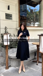 Đầm thiết kế BEMINE cổ polo chạy viền dáng chữ A phù hợp đi làm-B117