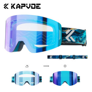 KAPVOE Photochromic Ski Goggles Sunglasses Double Magnet Adsorpt Layers UV400 Anti-fog Coatings Snowmobile Skiing Sunglasse New
