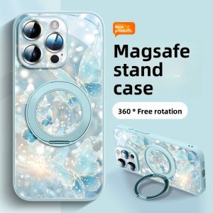 LINGZHICAI | Dream Butterfly Magnetic Stand Case for iPhone 16 Pro 17 Pro Max 14 Plus 13 12