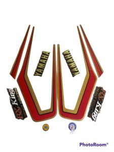 STRIPING RX KING 1983 MERAH HIJAU BIRU SATU SET EMBLEM ATOM TIMBUL