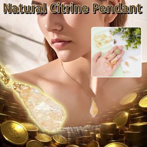 【Attract wealth and good luck】Natural Citrine Pendant Charm Healing Crystals Enegry Stone DIY Jewelry Bringing Wealth And Good Luck