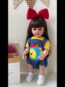 NPK 22inch Full Body Betty Newborn Soft Silicone Vinyl Reborn Toddler Girl Doll Princess Lifelike Real Baby with Long wig Hair