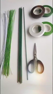 50pcs Floral Bamboo Stick Flower Iron Wire DIY Bouquet Making Material for Flower Arrangement 40CM