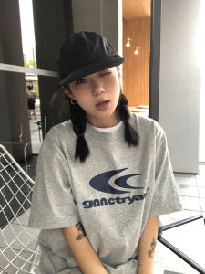 Retro American Style Oversized Short Sleeve T-Shirt for Couples Cool Sweet Summer Loose Fit Cotton 100% Work Clothing