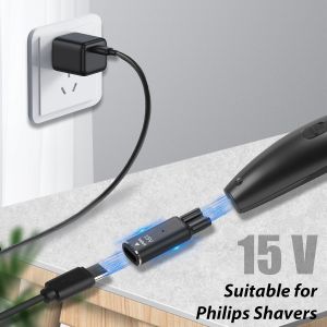 15V HQ8505 Type-C Shaver Adapter Charging Converter for Philips OneBlade QP6510 QP6520 QP6530 Electric Beard Trimmer