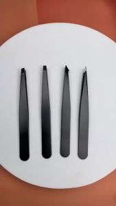 HNKMP | 【Precision Stainless Steel Tweezers For Eyebrow Hair Facial Hair Removal Splinter Blackhead Slant TipAngle Tip Pointed Tip】