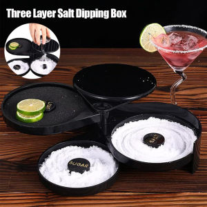 ขอบแก้วหมุนได้3ระดับอุปกรณ์เสริมสำหรับไวน์ค็อกเทลผสมเกลือกล่องน้ำตาลกล่องเครื่องมือของบาร์เทนเดอร์