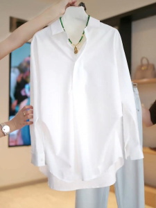 Anti-Wrinkle White Shirt Womens Loose Long Sleeve French Style Casual Top Fashionable New Autumn Collection Anti-Aging