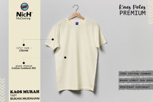 Kaos polos cream 100% full cotton combad 30s nyaman dan lembut menyerap keringat
