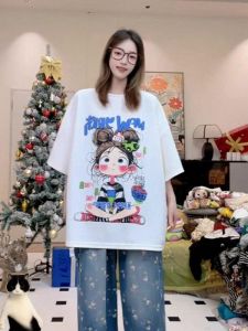 SUSHOUWANGE | Sweet & Cute Youthful Printed Round Neck T-shirt