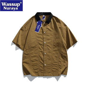 Wassup Nuraya American Style Ice Silk Quick Dry Short Sleeve Casual Loose Collar Mens Shirt Summer Loose Fit Fashionable