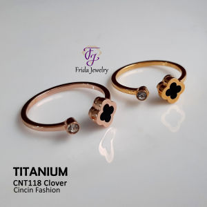 Cincin Titanium Wanita Clover Elegan Stylish & Perhiasan Fashion Import Premium