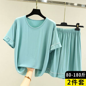 Modal Sleepwear Set Women Summer Loose Short Sleeve T-shirt plus Size Home Spring Autumn Top Thin Shorts Two-piece Set