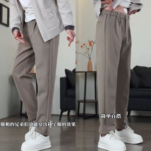 Spring Autumn Plaid Casual Pants Mens Lightweight Luxury Fashion High Sensation Versatile Micro Cone West Pants Drape Anti-Wrinkle Long Trousers