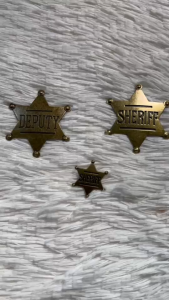 Sheriff Badge เข็มกลัดตรานายอำเภอ สไตล์วินเทจอเมริกันแท้ เพิ่มความเท่ให้ลุคของคุณ แบบวินเทจ 00-PIN01