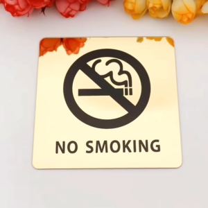 No Smoking Sticker Signage Acrylic Mirror Wall Stickers For Public Shope Signage Plate 10x10cm