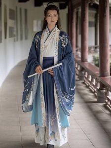 ต้นฉบับ Hanfu Tangyun [Jin Nan Gong] นักเรียนวัยรุ่นพิมพ์เสื้อแขนยาวโพลีเอสเตอร์ชุดการท่องเที่ยวฤดูใบไม้ร่วงสําหรับเด็กผู้ชาย