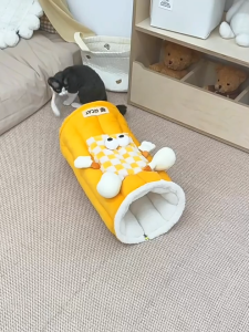 New Cozy Cat Tunnel and Bed Set - Soft Plush Pet Habitat for Small Cats 75x57cm