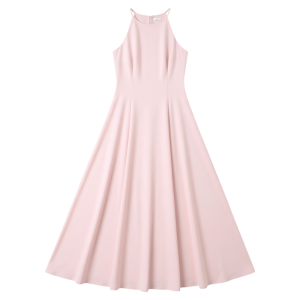 French Elegant Simple Beautiful Long Dress High Waist Shoulder Bared Cotton Casual Fashion Dress for Summer Autumn Spring