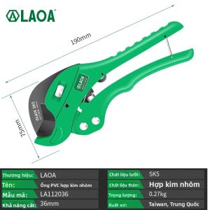 LAOA Dao Cắt Ống PVC 36mm Ratchet Kéo Thân Hợp Kim Nhôm Hệ Thống Nước Dụng Cụ Cầm Tay Để Cắt Ống Nhựa PE/VE