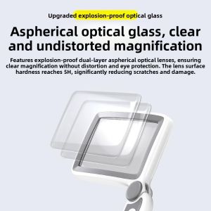 MONLEYTA | Portable Folding Square Magnifying Glass High Definition Reading Aids For Elderly With LED Light Rechargeable 100x Magnifier 30x Amplifier